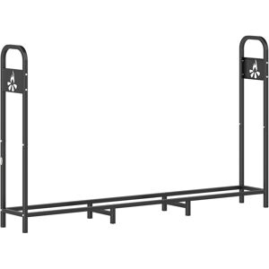 Outsunny 6.5 FT Steel Firewood Log Rack with 300 kg Capacity, Heavy Duty Indoor Outdoor Fireplace Wood Storage Shelf, Log Holder/Stand with Extra Support Legs, Decorative Bonfire Pattern, Black Outsunny 6.5 FT Steel Firewood Log Rack with 300 kg Capacity, Heavy Duty Indoor Outdoor Fireplace Wood Storage Shelf, Log Holder/Stand with Extra Support Legs, Decorative Bonfire Pattern, Black