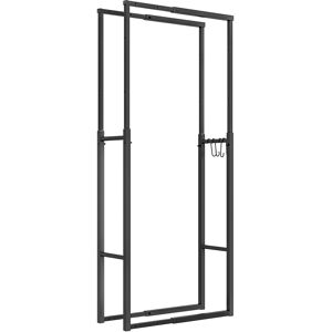 Outsunny Firewood Log Rack, Retractable Metal Wood Store Holder, Indoor Outdoor Fireplace Log Storage Shelf with Hooks, Black Aosom UK Outsunny Firewood Log Rack, Retractable Metal Wood Store Holder, Indoor Outdoor Fireplace Log Storage Shelf with Hooks, Black Aosom UK