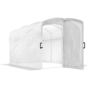 Outsunny Polytunnel Greenhouse Walk-in Grow House with UV-resistant PE Cover, Door and Galvanised Steel Frame, 2 x 3 x 2m, White Outsunny Polytunnel Greenhouse Walk-in Grow House with UV-resistant PE Cover, Door and Galvanised Steel Frame, 2 x 3 x 2m, White