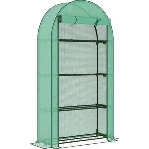Outsunny 4 Tier Mini Greenhouse with Reinforced PE Cover, Portable Small Greenhouse with Roll-Up Door, 105 x 45 x 160cm, Green Outsunny 4 Tier Mini Greenhouse with Reinforced PE Cover, Portable Small Greenhouse with Roll-Up Door, 105 x 45 x 160cm, Green