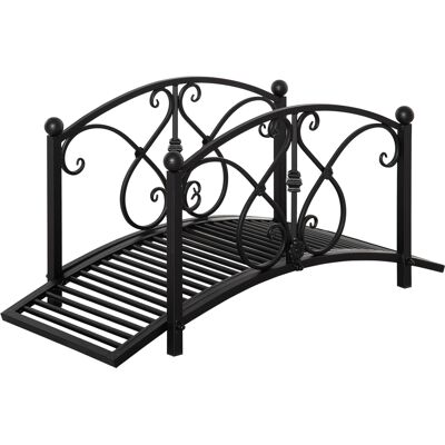Outsunny 102L x 48W x 49H Classic Metal Garden Bridge with Safety Railings Arc Footbridge Decorative Pond for Backyard Creek Stream, Black Outsunny 102L x 48W x 49H Classic Metal Garden Bridge with Safety Railings Arc Footbridge Decorative Pond for Backyard Creek Stream, Black
