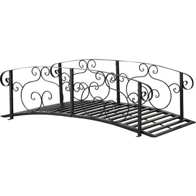 Outsunny 184cm Metal Arch Garden Garden Bridge, Safety Siderails, Arc Footbridge for Garden Creek, Stream, Pond, Black Outsunny 184cm Metal Arch Garden Garden Bridge, Safety Siderails, Arc Footbridge for Garden Creek, Stream, Pond, Black