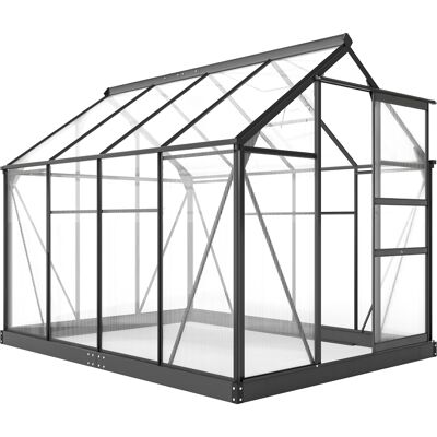 Outsunny Clear Polycarbonate Greenhouse Large Walk-In Green House Garden Plants Grow Galvanized Base Aluminium Frame with Slide Door, 6 x 8ft Outsunny Clear Polycarbonate Greenhouse Large Walk-In Green House Garden Plants Grow Galvanized Base Aluminium Frame with Slide Door, 6 x 8ft
