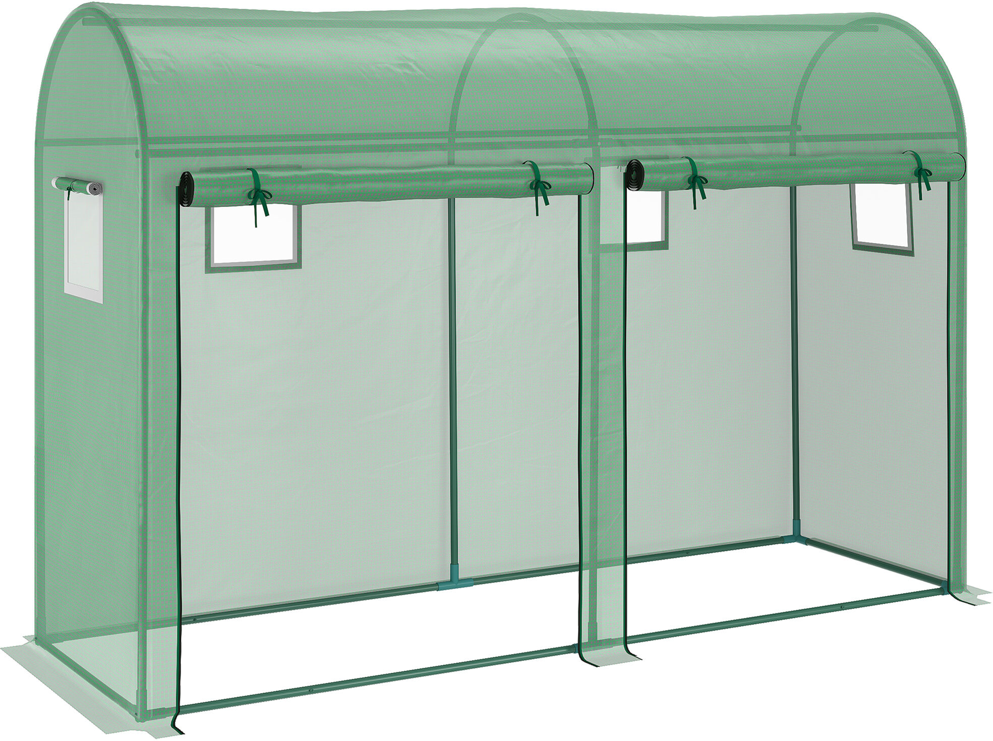 Outsunny Garden Plant Tomato Growth Greenhouse W/ Double Doors & 4 Windows PE Cover Steel Frame Green, 3L x 1W x 2H (m)