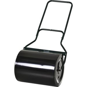 Outsunny φ50cm Steel Garden Lawn Roller Push Pull w/ Fillable Cylinder Water Sand Plug Lawn Flatten Seed Sow Rolling Drum w/ Handle