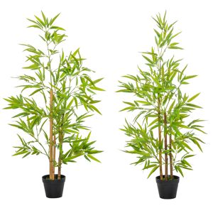 Outsunny Artificial Bamboo Trees, Set of 2, Decorative Plant with Nursery Pot, for Indoor Outdoor Use, 120cm