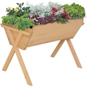 Outsunny Wooden Raised Garden Bed, 100x70cm Planter Box w/ Liner for Vegetables & Flowers Aosom UK