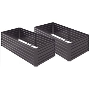 Outsunny Set of 2 Raised Beds for Garden, Galvanised Steel Outdoor Planters with Multi-reinforced Rods for Vegetables, Plants, Flowers and Herbs, 180 x 90 x 59 cm, Dark Grey Outsunny Set of 2 Raised Beds for Garden, Galvanised Steel Outdoor Planters with Multi-reinforced Rods for Vegetables, Plants, Flowers and Herbs, 180 x 90 x 59 cm, Dark Grey