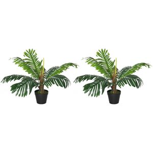 Outsunny 2 Pack 60cm Artificial Palm Tree Decorative Plant with Nursery Pot, Fake Tropical Tree for Indoor Outdoor Décor Aosom UK Outsunny 2 Pack 60cm Artificial Palm Tree Decorative Plant with Nursery Pot, Fake Tropical Tree for Indoor Outdoor Décor Aosom UK