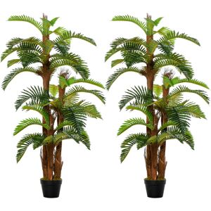 Outsunny Set of 2 Artificial Plant Tropical Palm in Pot, Fake Plants for Home Indoor Outdoor Decor, 150cm, Green Aosom UK Outsunny Set of 2 Artificial Plant Tropical Palm in Pot, Fake Plants for Home Indoor Outdoor Decor, 150cm, Green Aosom UK