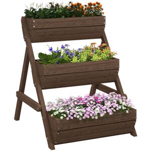 Outsunny 3 Tier Raised Garden Bed Wooden Elevated Planter Box Kit, 66L for Flower, Vegetable, Herb, 65x75x78cm, Tan Outsunny 3 Tier Raised Garden Bed Wooden Elevated Planter Box Kit, 66L for Flower, Vegetable, Herb, 65x75x78cm, Tan