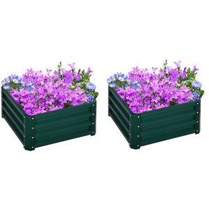 Outsunny Set of 2 Raised Garden Bed, Outdoor Elevated Galvanised Planter Box for Flowers, Herbs, 60x60x30.5cm, Green Outsunny Set of 2 Raised Garden Bed, Outdoor Elevated Galvanised Planter Box for Flowers, Herbs, 60x60x30.5cm, Green