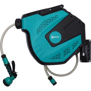DURHAND Wall Mounted Garden Hose Reel, 15m Auto Rewind Hose Reel, Wall-Mounted Hose Reel, 7 Patterns Spray Nozzle Aosom UK DURHAND Wall Mounted Garden Hose Reel, 15m Auto Rewind Hose Reel, Wall-Mounted Hose Reel, 7 Patterns Spray Nozzle Aosom UK