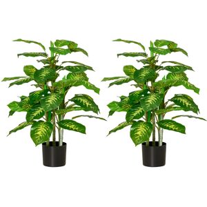 HOMCOM 2 PCs Artificial Evergreen Tree Fake Decorative Plant in Nursery Pot for Indoor Outdoor Décor, Green Aosom UK HOMCOM 2 PCs Artificial Evergreen Tree Fake Decorative Plant in Nursery Pot for Indoor Outdoor Décor, Green Aosom UK