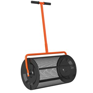 Outsunny Compost Spreader, 24" Peat Moss Spreader with Height Adjustable T Shaped Handle and Metal Mesh Basket, Garden Spreader for Seeding, Spreading Manure, Orange Outsunny Compost Spreader, 24" Peat Moss Spreader with Height Adjustable T Shaped Handle and Metal Mesh Basket, Garden Spreader for Seeding, Spreading Manure, Orange