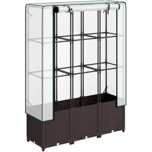 Outsunny Raised Garden Bed with Trellis, Plastic Planter Box with Drainage Holes and Drain Plugs for Vegetables, Flowers, 120 x 40 x 140cm Outsunny Raised Garden Bed with Trellis, Plastic Planter Box with Drainage Holes and Drain Plugs for Vegetables, Flowers, 120 x 40 x 140cm