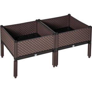 Outsunny 50cm x 50cm x 46.5cm Set of 2 Garden Raised Bed, Elevated Planter Box, Flower Vegetables Planting Container, Self-Watering Design Aosom UK Outsunny 50cm x 50cm x 46.5cm Set of 2 Garden Raised Bed, Elevated Planter Box, Flower Vegetables Planting Container, Self-Watering Design Aosom UK