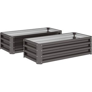 Outsunny Steel Raised Beds for Garden, Outdoor Planter Box, Set of 2, for Flowers, Herbs and Vegetables, Dark Grey Outsunny Steel Raised Beds for Garden, Outdoor Planter Box, Set of 2, for Flowers, Herbs and Vegetables, Dark Grey