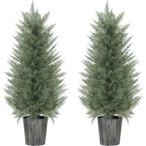 HOMCOM 90cm Artificial Cypress Trees Set of 2, UV Resistant Artificial Plants with Decorative Pot, Fake Plants for Indoor Outdoor Decor, Green HOMCOM 90cm Artificial Cypress Trees Set of 2, UV Resistant Artificial Plants with Decorative Pot, Fake Plants for Indoor Outdoor Decor, Green
