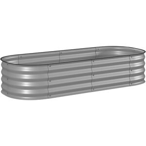 Outsunny Galvanised Raised Garden Bed, Metal Planter Box with Safety Edging, for Flowers, Herbs, Succulents, Silver Outsunny Galvanised Raised Garden Bed, Metal Planter Box with Safety Edging, for Flowers, Herbs, Succulents, Silver