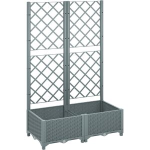 Outsunny Raised Garden Bed with Trellis, Plastic Planter Box with Drainage Holes, Drain Plugs and Water Reservoirs for Climbing Plants, Vegetables, Flowers, Grey Outsunny Raised Garden Bed with Trellis, Plastic Planter Box with Drainage Holes, Drain Plugs and Water Reservoirs for Climbing Plants, Vegetables, Flowers, Grey