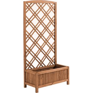 Outsunny Garden Planter with Trellis, Wooden Raised Bed for Garden with Lattice Trellis for Vegetables, Herbs and Flowers, Brown Outsunny Garden Planter with Trellis, Wooden Raised Bed for Garden with Lattice Trellis for Vegetables, Herbs and Flowers, Brown