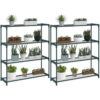 Outsunny Four-Tier Steel Plant Shelf - Black Outsunny Four-Tier Steel Plant Shelf - Black