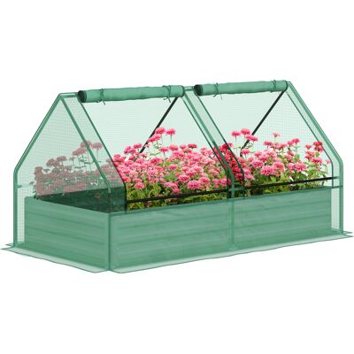 Outsunny Metal Planter Box with Cover, Raised Garden Bed with Greenhouse, for Herbs and Vegetables, Small Garden Ideas, Green Aosom UK Outsunny Metal Planter Box with Cover, Raised Garden Bed with Greenhouse, for Herbs and Vegetables, Small Garden Ideas, Green Aosom UK