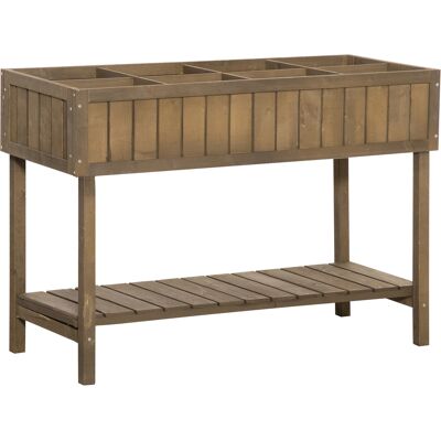 Outsunny Raised Flower Beds Garden Wooden Beds, with 8 Inner Cubes, Bottom Shelf & Drainage Holes, 110x46x76cm, Brown Aosom UK Outsunny Raised Flower Beds Garden Wooden Beds, with 8 Inner Cubes, Bottom Shelf & Drainage Holes, 110x46x76cm, Brown Aosom UK