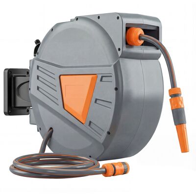 Outsunny Retractable Hose Reel Wall Mounted, 30+2m Garden Hose Pipe Reel with Auto Retraction, Self-Locking, Orange Outsunny Retractable Hose Reel Wall Mounted, 30+2m Garden Hose Pipe Reel with Auto Retraction, Self-Locking, Orange