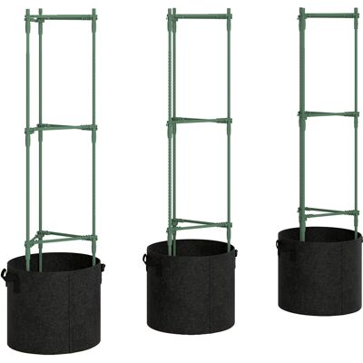 Outsunny 3 Packs Tomato Cages with 83.7L Grow Bags, 120cm Adjutstable Triangle Plant Stakes Support Trellis with Planter Bags Outsunny 3 Packs Tomato Cages with 83.7L Grow Bags, 120cm Adjutstable Triangle Plant Stakes Support Trellis with Planter Bags