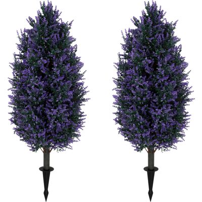 HOMCOM Set of 2 Artificial Lavender Flowers, Indoor Outdoor Fake Plants with Stakes, UV Resistant for Garden, 90 cm, Blue HOMCOM Set of 2 Artificial Lavender Flowers, Indoor Outdoor Fake Plants with Stakes, UV Resistant for Garden, 90 cm, Blue