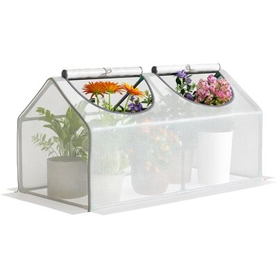 Outsunny Mini Greenhouse Portable Flower Planter Tomato Vegetable House for Garden Backyard with Zipper 120 x 60 x 60 cm, White Aosom UK Outsunny Mini Greenhouse Portable Flower Planter Tomato Vegetable House for Garden Backyard with Zipper 120 x 60 x 60 cm, White Aosom UK