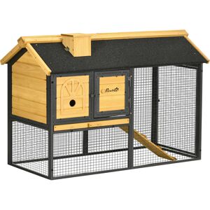 PawHut Rabbit Hutch Outdoor Bunny Cage with Run, Removable Tray, Ramp, Small Animal House, 120 x 55.5 x 80 cm