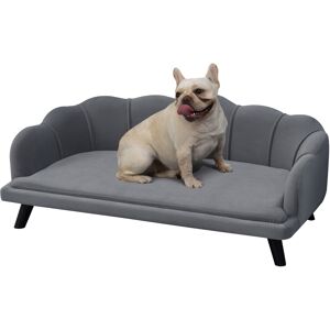 PawHut Dog Sofa for Medium Large Dogs, Shell Shaped Pet Couch Bed with Legs Cushion Washable Cover, Grey