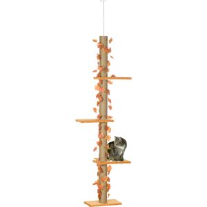 PawHut 202-242cm Height Adjustable Floor to Ceiling Cat Tree for Cats with Sisal Scratching Post, 3- Tier Cat Tower