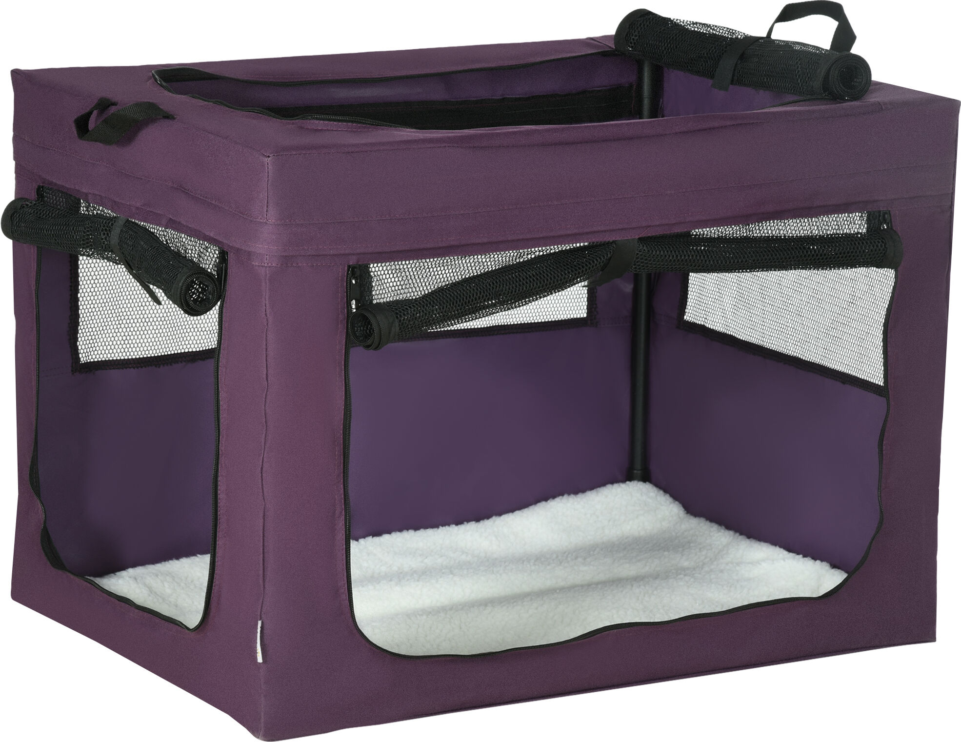 PawHut Foldable Pet Carrier for Small and Medium Dogs, Portable Cat Carrier, Spacious and Comfortable, 79.5 x 57 x 57 cm, Purple