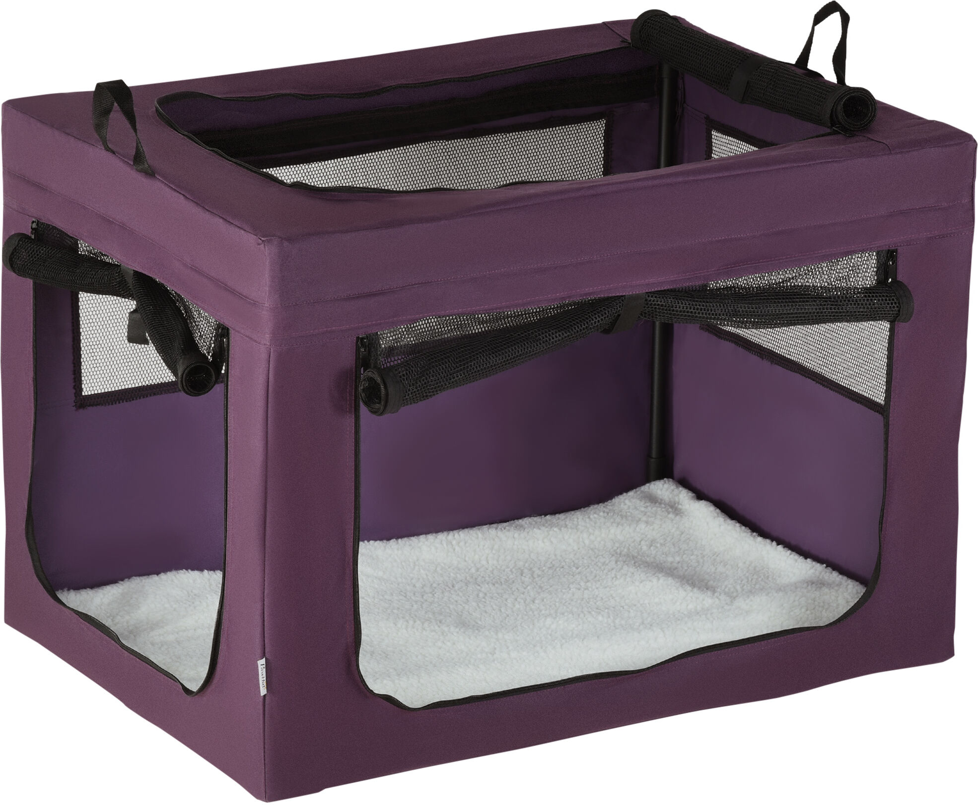 PawHut Portable Pet Carrier, 90cm, Foldable, with Cushion, for Medium to Large Dogs, Purple