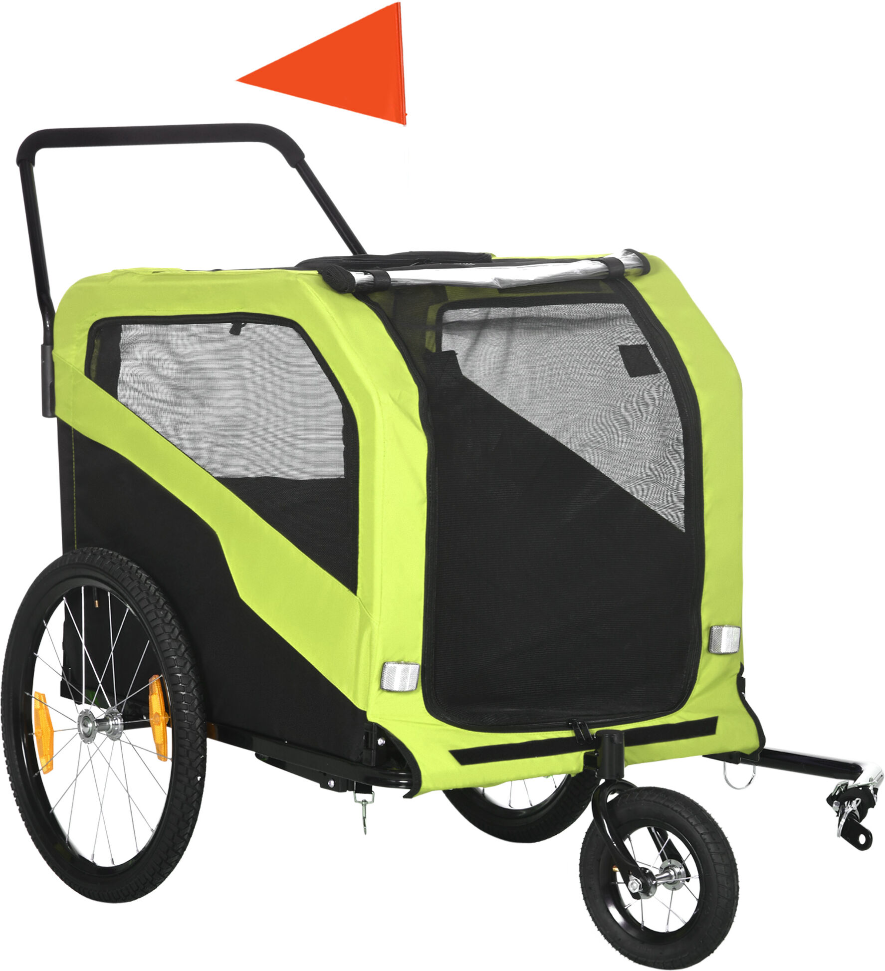 PawHut 2 in 1 Dog Bike Trailer Pet Stroller for Large Dogs with Hitch, Quick-release 20" Wheels, Pet Bicycle Cart Trolley Carrier for Travel, Green