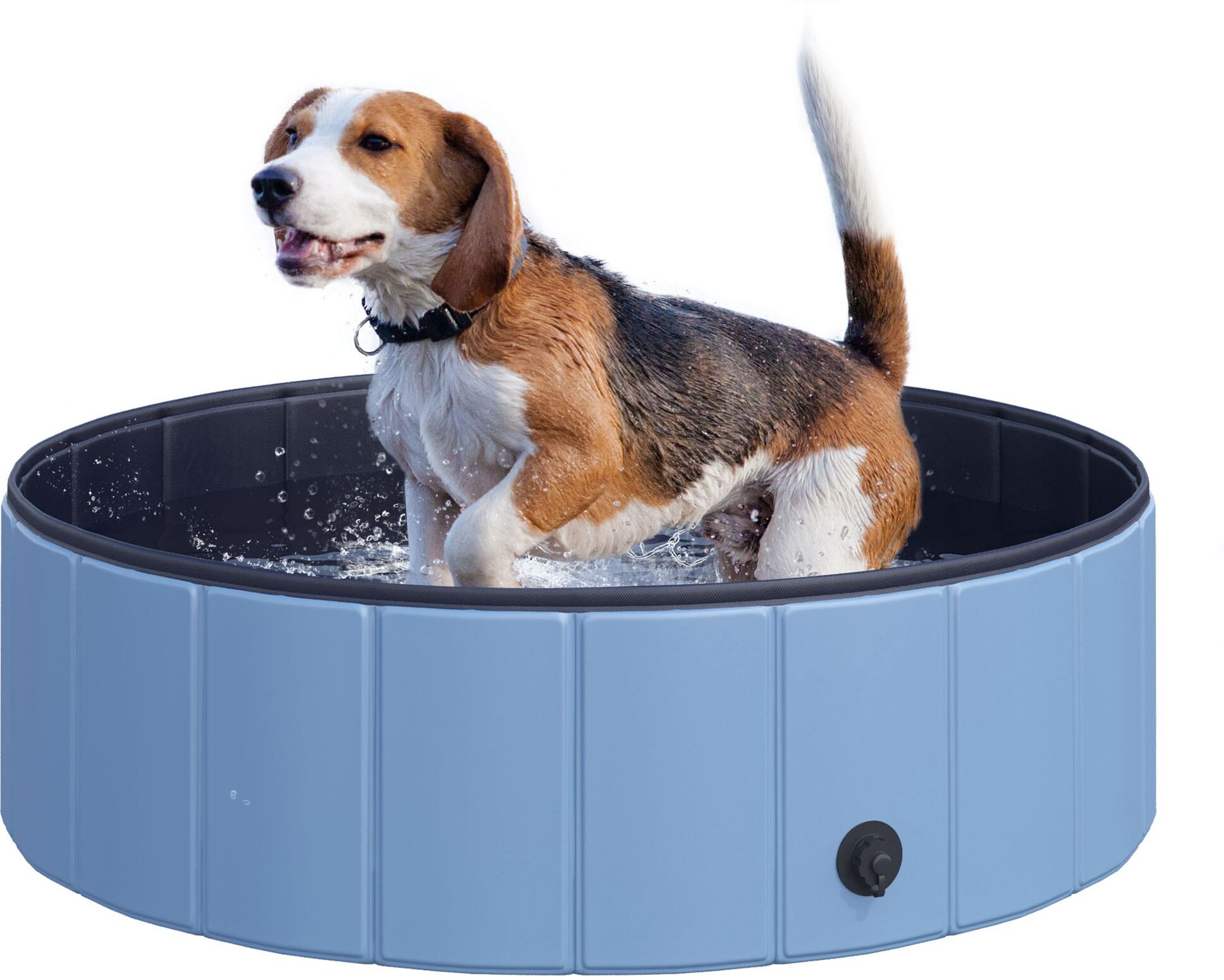 Pawhut Durable Pet Swimming Pool, Non-Slip, Easy Setup, Portable, Blue, Φ100x30H cm