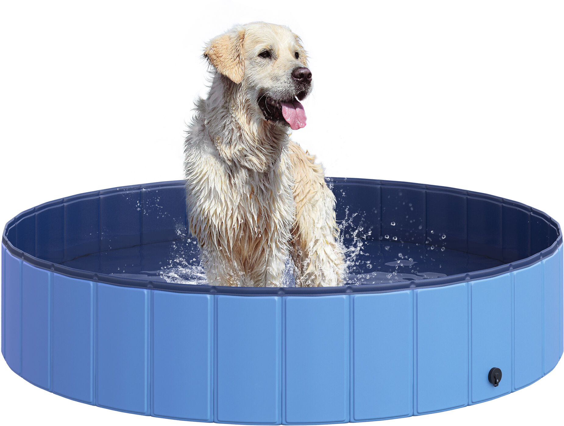 Pawhut Durable Pet Swimming Pool, Foldable Dog Paddling Pool, Easy Setup, Non-Slip, 140 x 30H cm, Blue