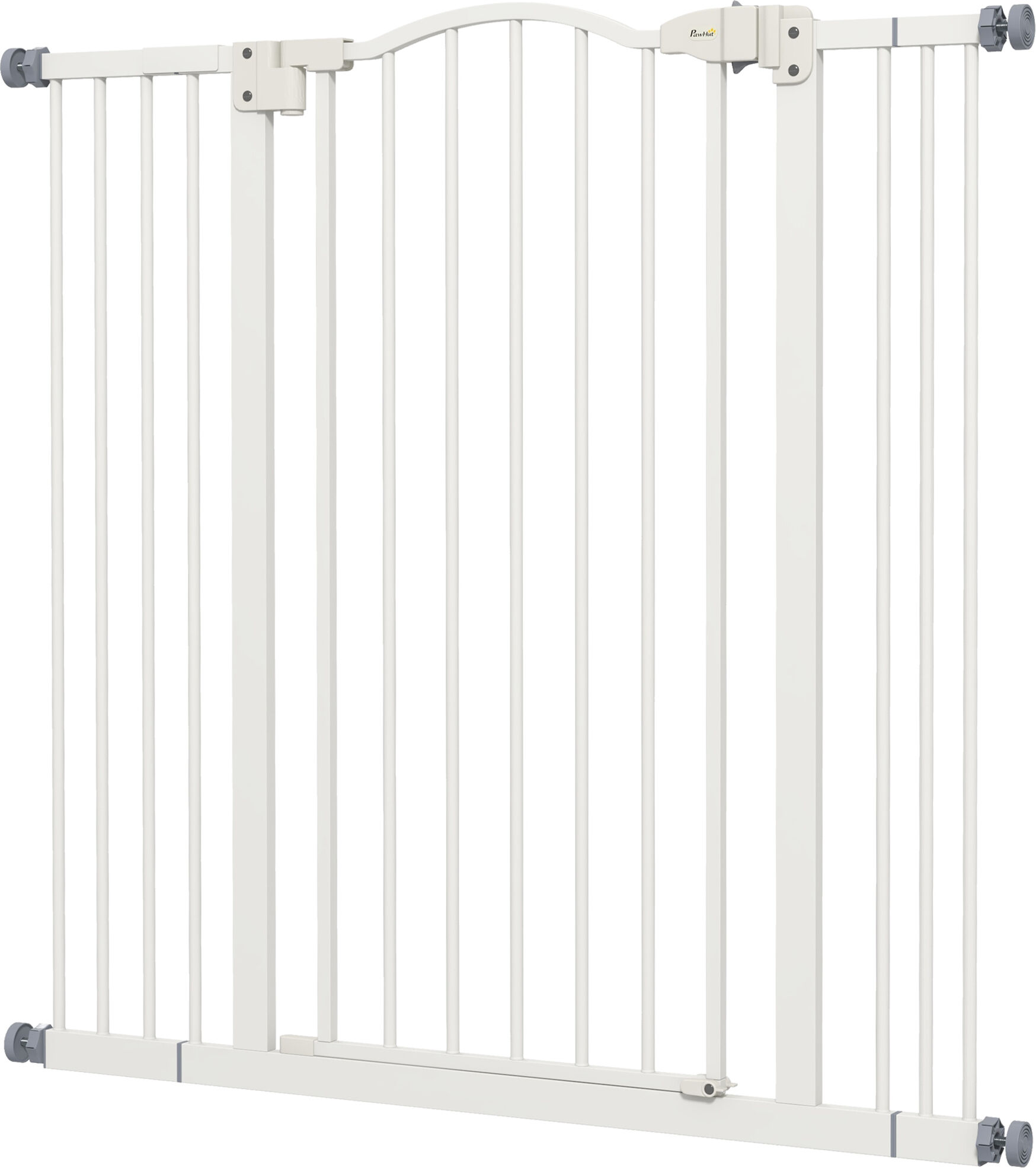 PawHut Metal Pet Safety Gate Dog Gate Folding Fence, White