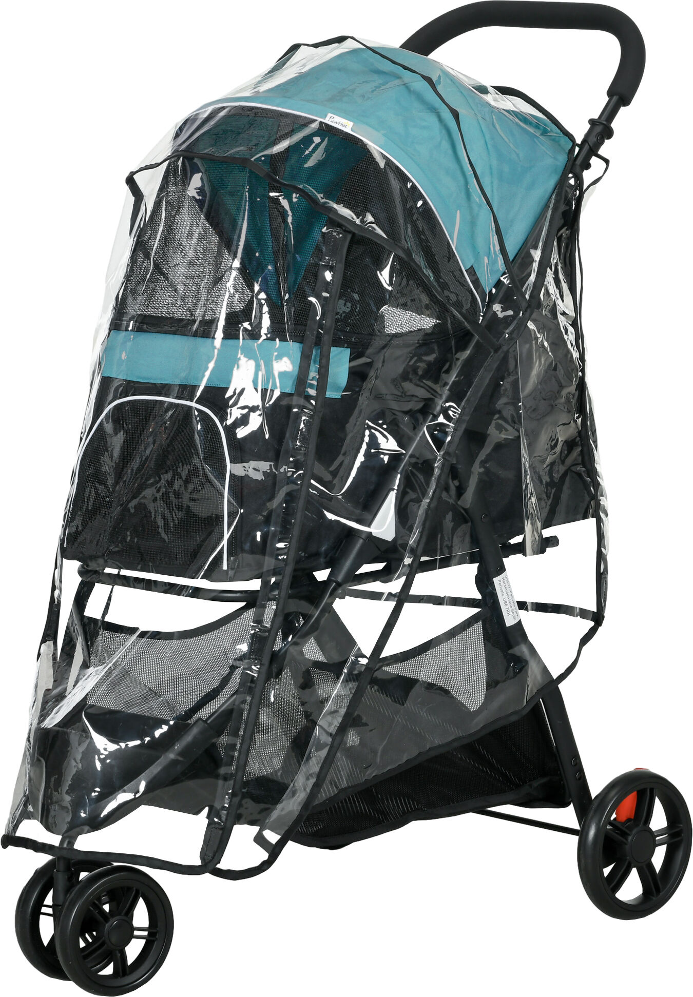 PawHut Foldable Pet Stroller, XS/S-Sized Dogs, with Rain Cover, Easy Storage, Dark Green