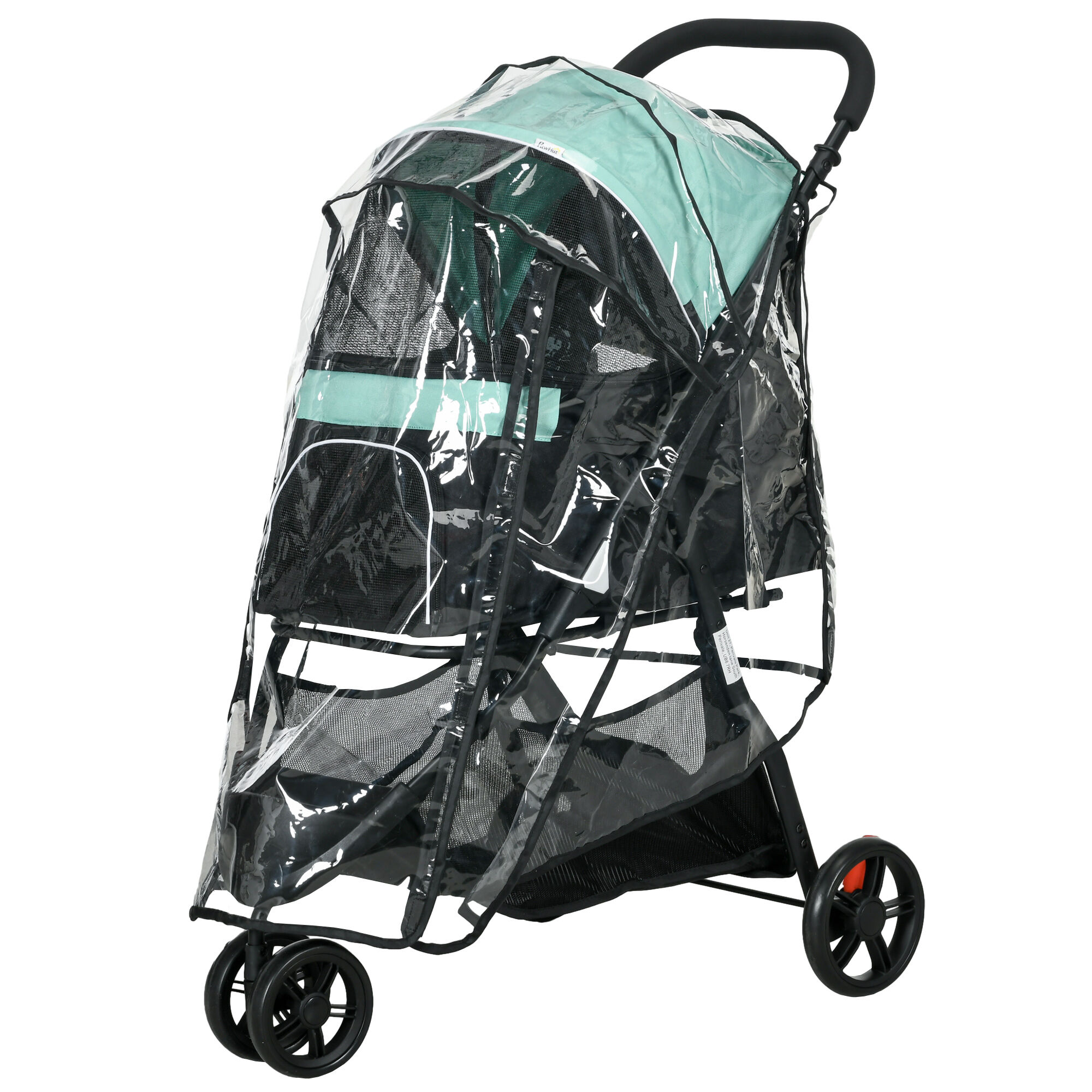 PawHut Lightweight Foldable Pet Stroller with Protective Rain Cover for Extra Small and Small Dogs, Vibrant Green