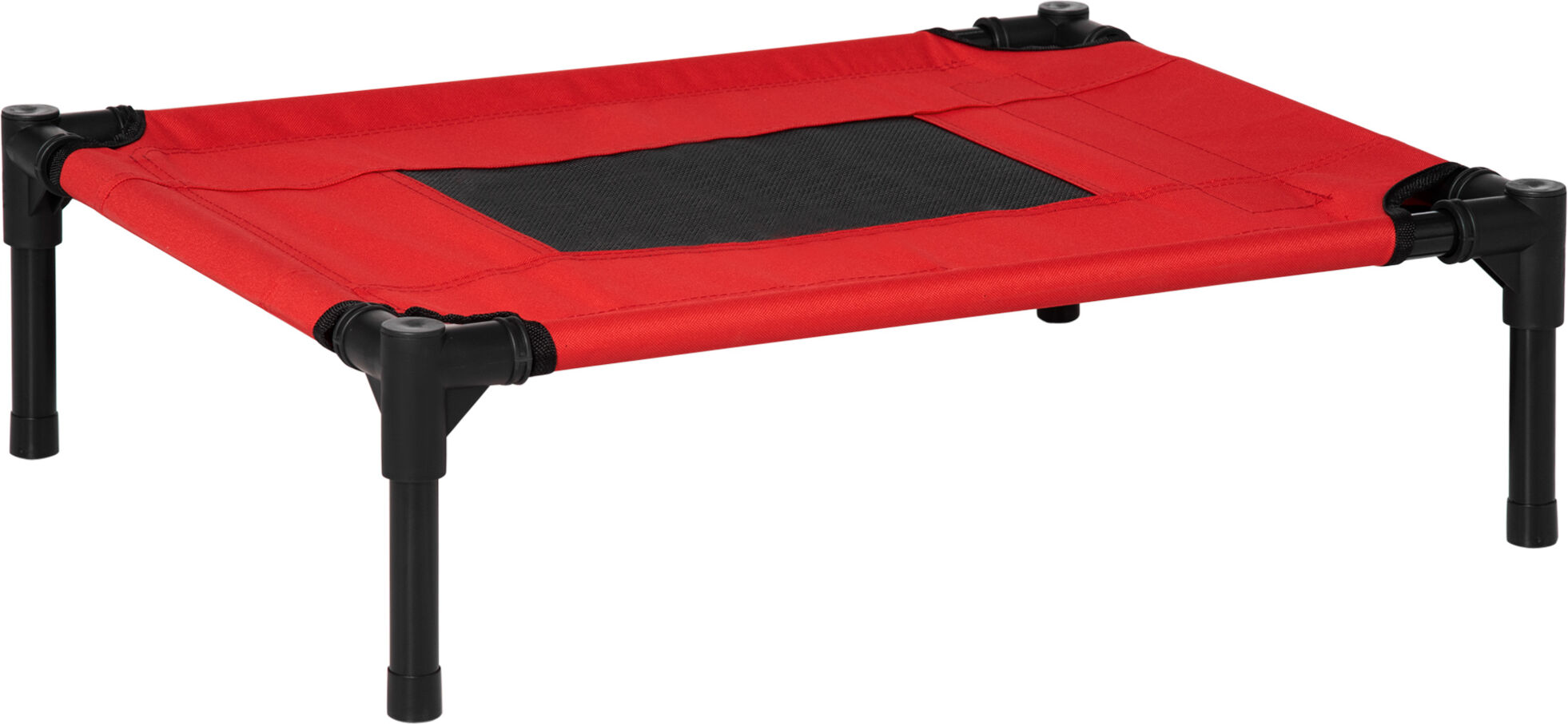 PawHut Elevated Pet Bed Portable Camping Raised Dog Bed w/ Metal Frame Black and Red (Small)