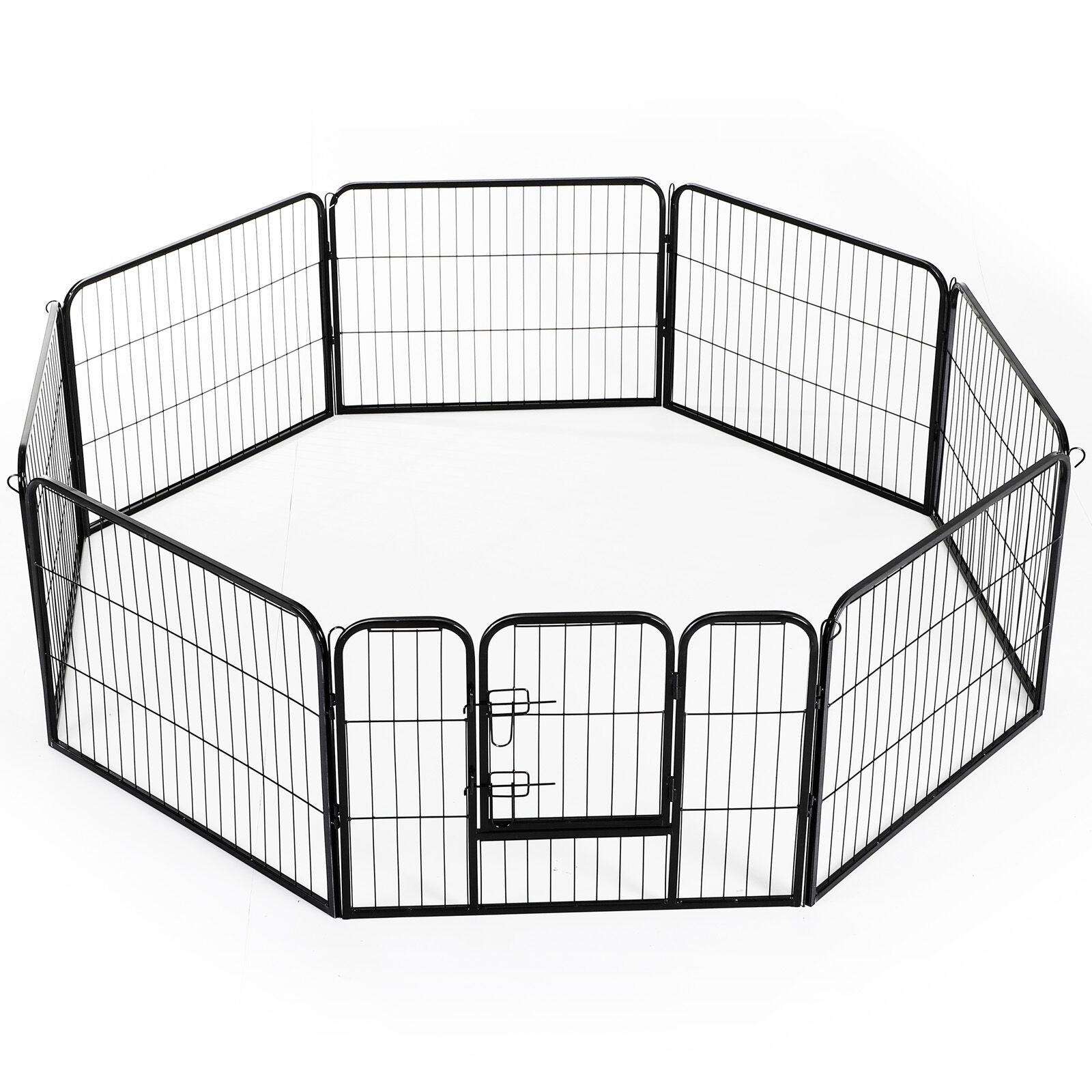 PawHut Metal Playpen for Dogs, Small Pet Enclosure, Rabbit Pig Hutch Run, Foldable, Black, 80 x 60 cm