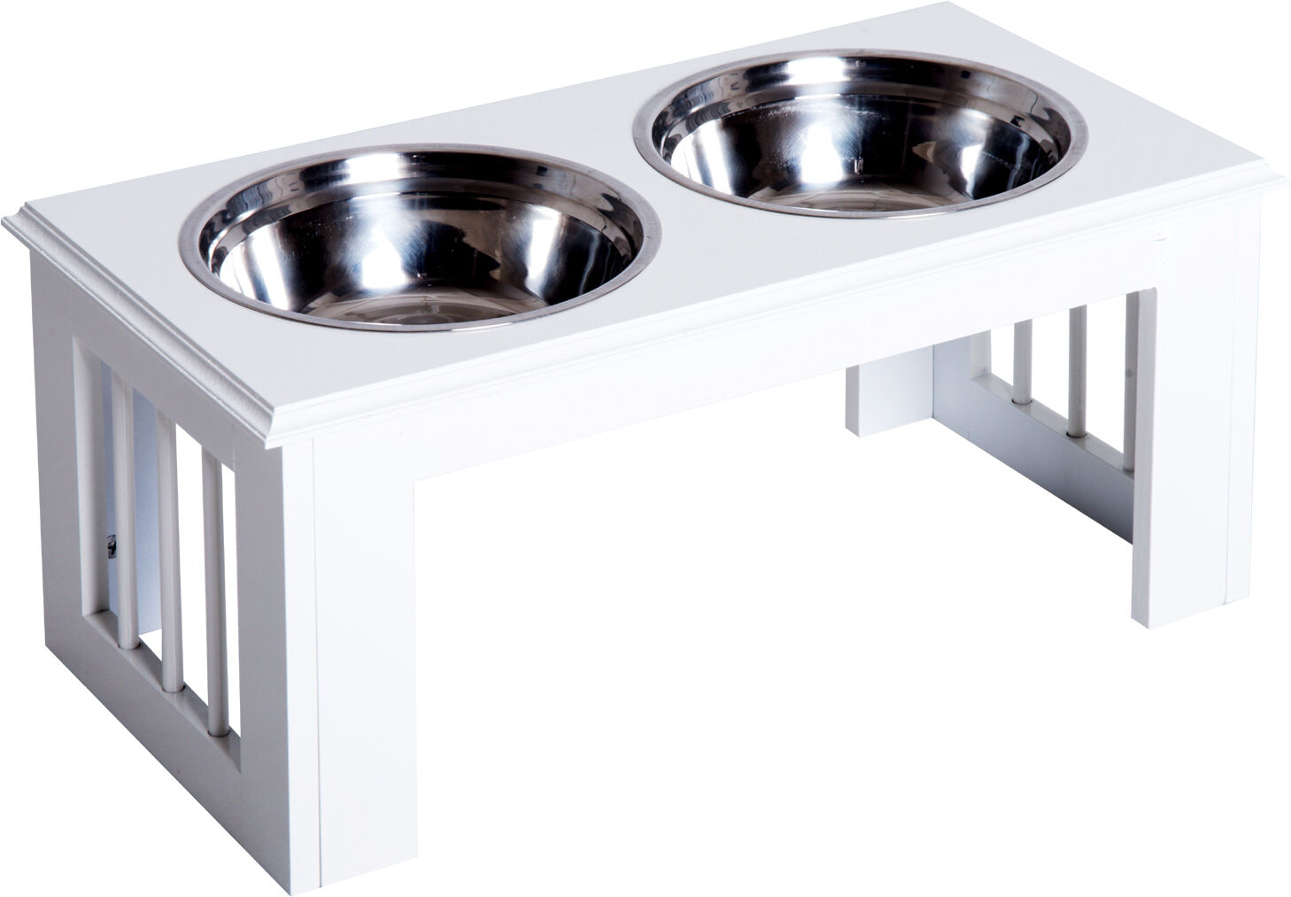 PawHut Pet Feeder, Stainless Steel, Large Capacity, Easy Clean, White, 58.4Lx30.5Wx25.4H cm