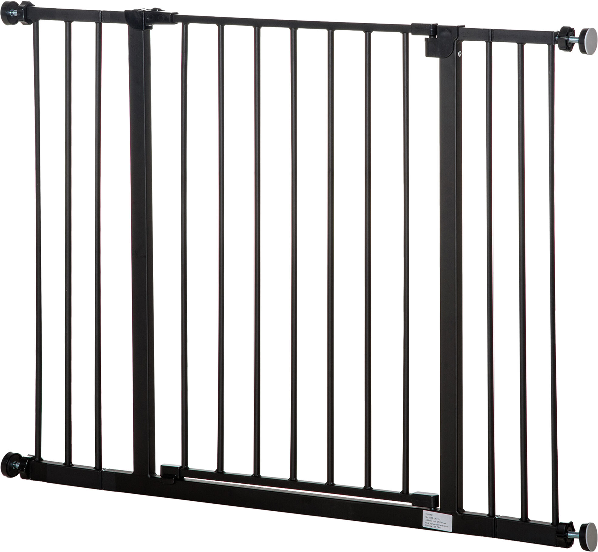 PawHut Safety Pet Gate, Auto-Close Metal Dog Barrier with Adjustable Width 76-107cm, Stair Door, Black