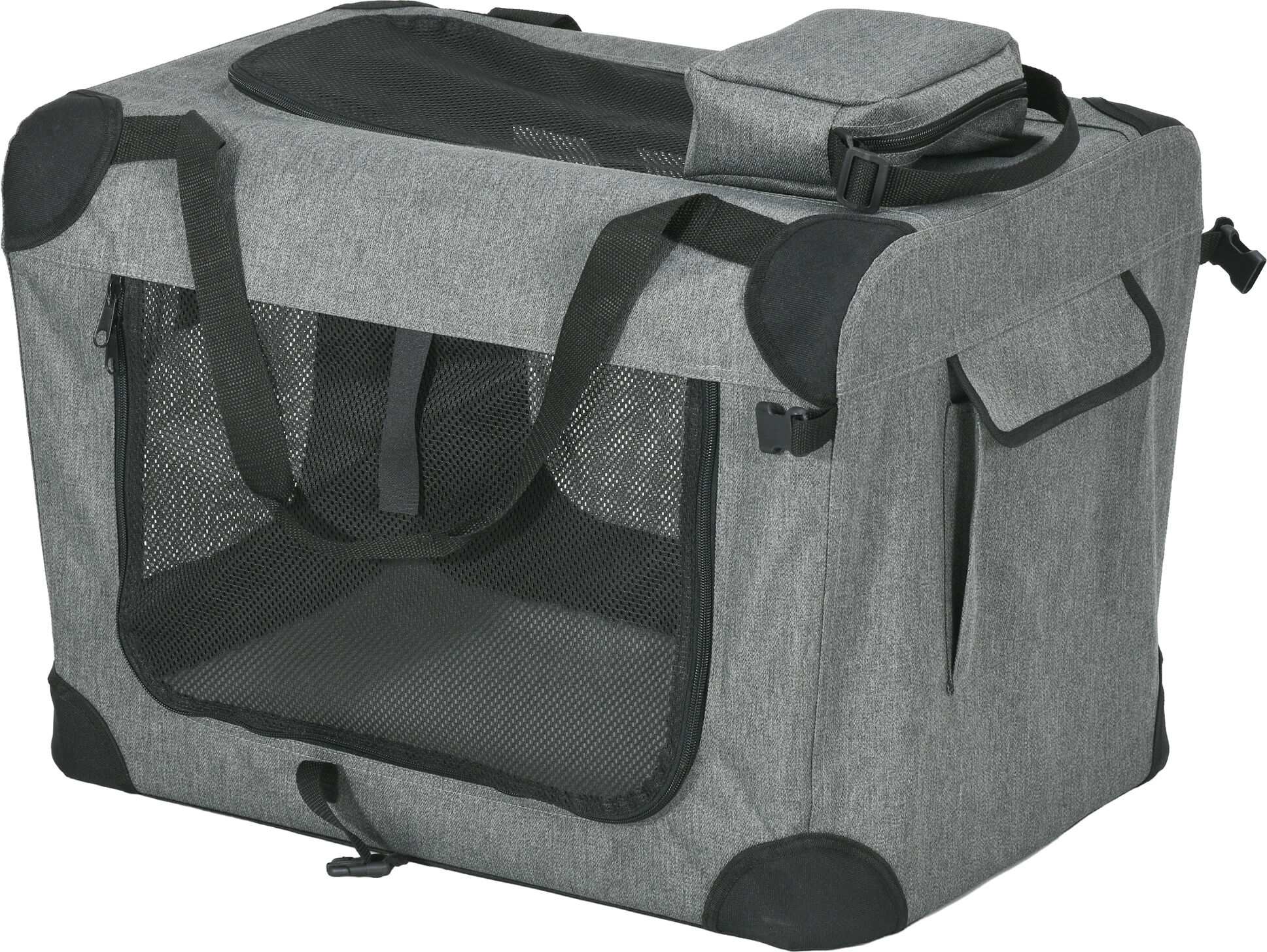 PawHut Folding Pet Carrier Bag, Durable Oxford Fabric, Lightweight & Breathable, Stylish Grey