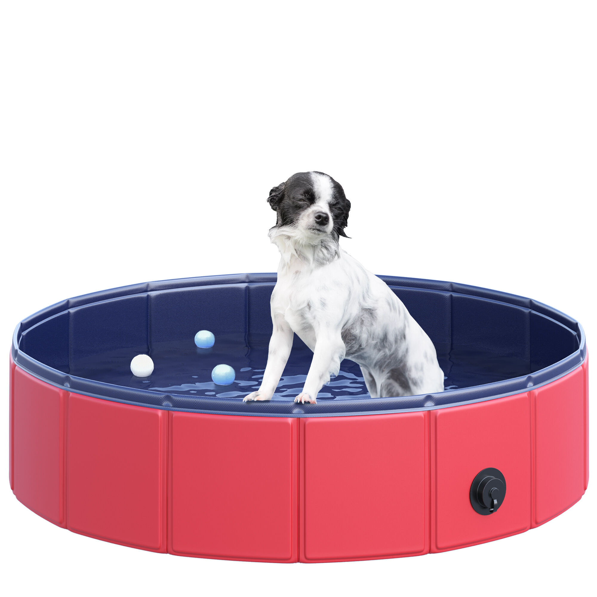 PawHut Foldable Pet Swimming Pool, Durable PVC Non-Slip, Easy Storage, 80 cm Diameter, Red